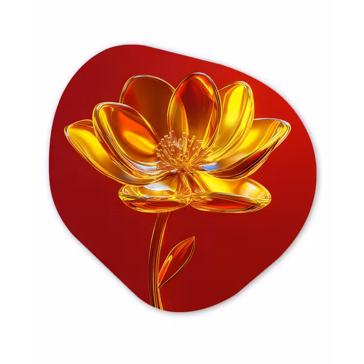 Organisch schilderij - Forex - Bloem - Goud - Glazen — 1