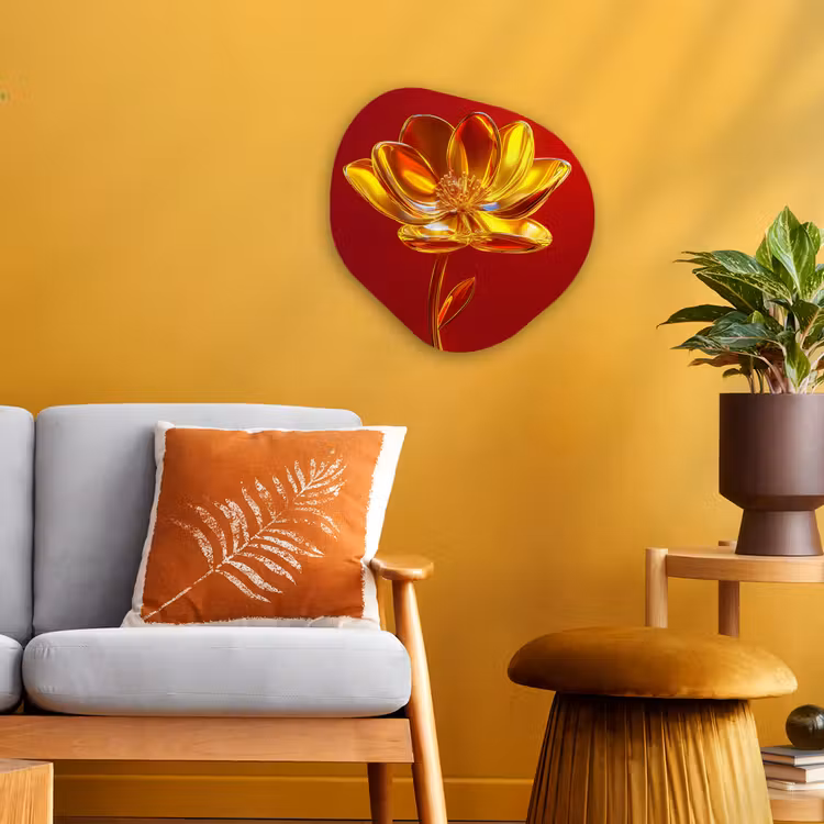 Organisch schilderij - Forex - Bloem - Goud - Glazen — 3