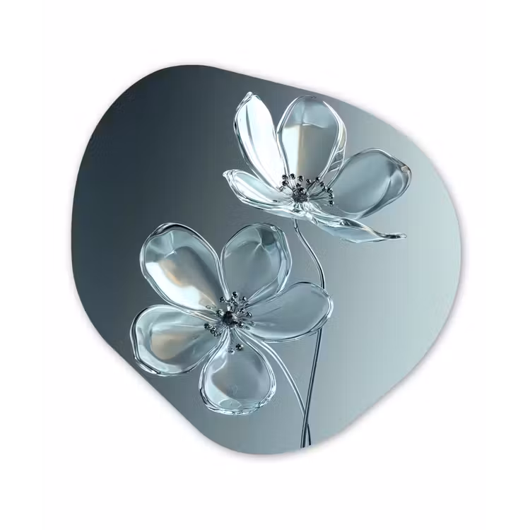 Organisch schilderij - Forex - Kristal - Bloemen - Grijs — 1