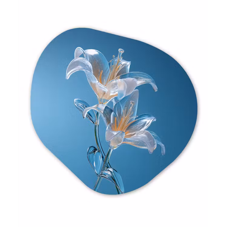 Organisch schilderij - Forex - Lelies - Blauw - Glazen — 1