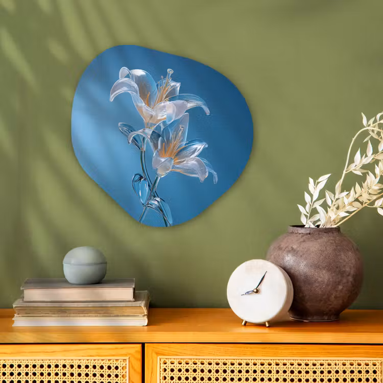 Organisch schilderij - Forex - Lelies - Blauw - Glazen — 2