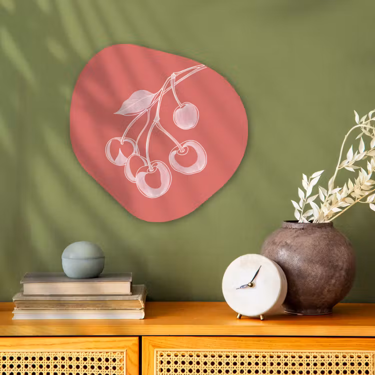 Organisch schilderij - Forex - Lijnillustratie - Kersen - Tak - Wit — 2