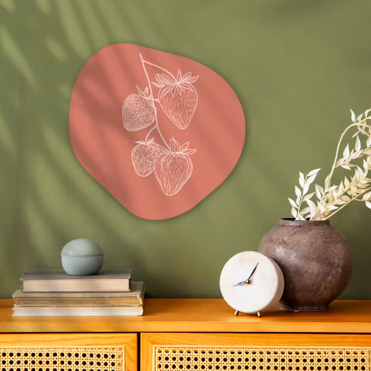 Organisch schilderij - Forex - Minimalistisch - Illustratie - Aardbei - Tak — 2