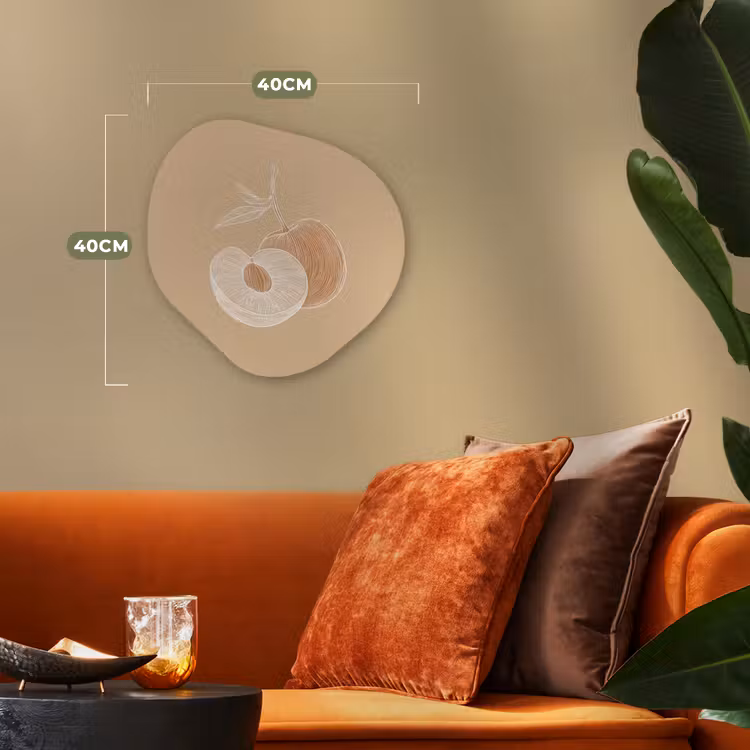 Organisch schilderij - Forex - Perzik - Lijntekening - Pit - Beige — 4