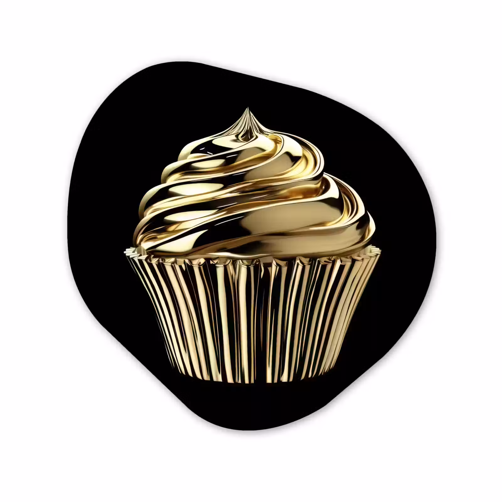 Organisch schilderij - Forex - Cupcake - Eten - Goud - Zwart — 1