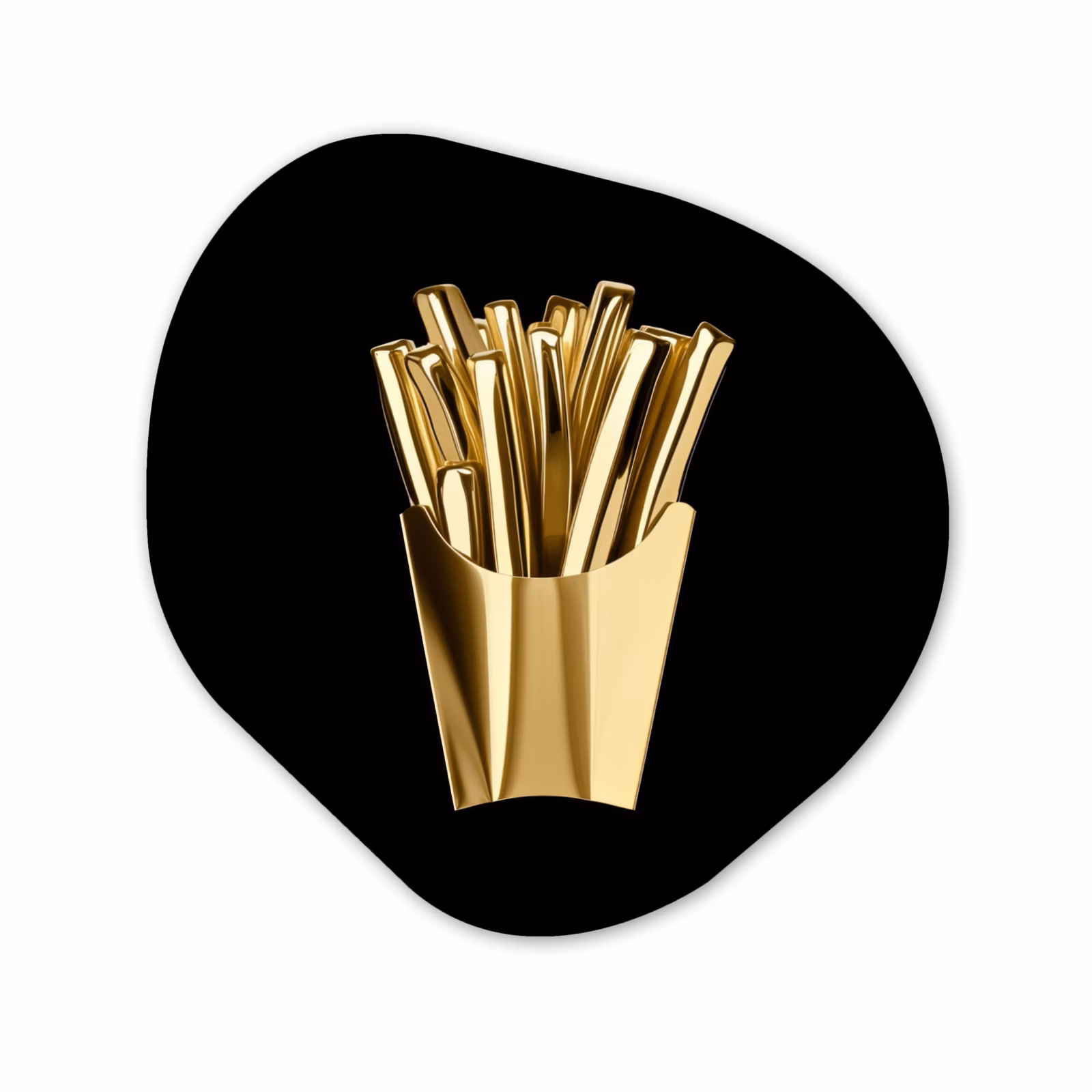 Organisch schilderij - Forex - Friet - Goud - Chrome - Eten — 1