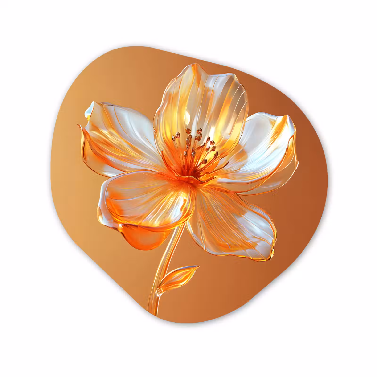 Organisch schilderij - Forex - Glazen - Bloem - Oranje — 1