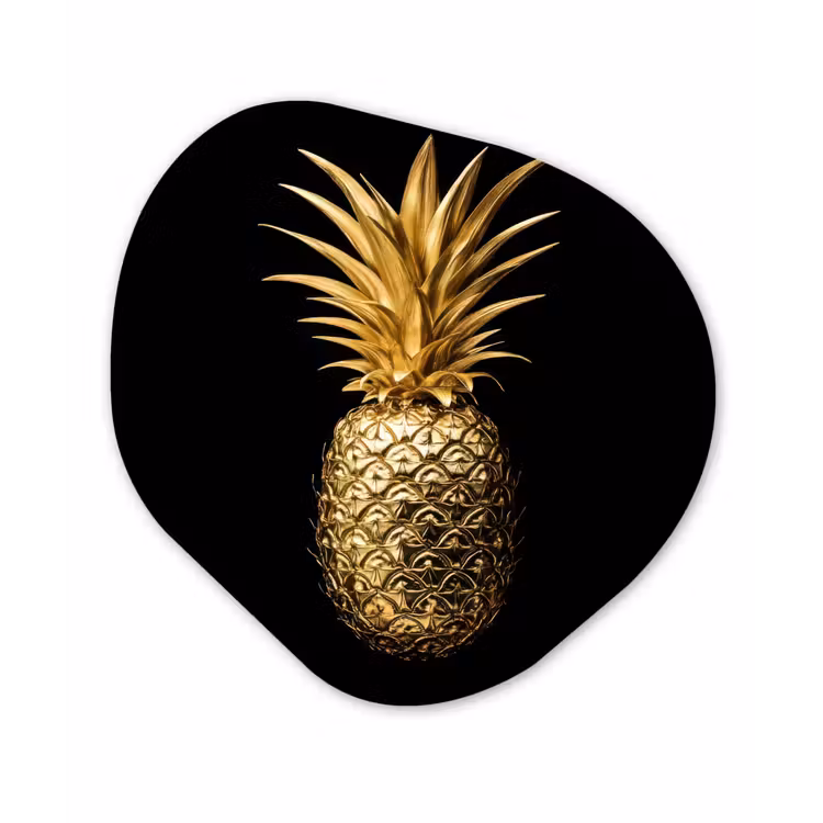 Organisch schilderij - Forex - Ananas - Zwart - Goud - Luxe — 1