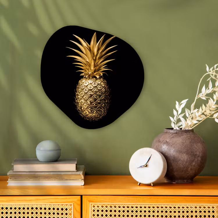 Organisch schilderij - Forex - Ananas - Zwart - Goud - Luxe — 2