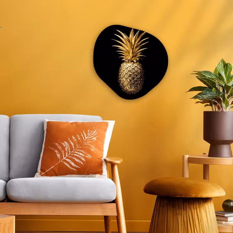 Organisch schilderij - Forex - Ananas - Zwart - Goud - Luxe — 3