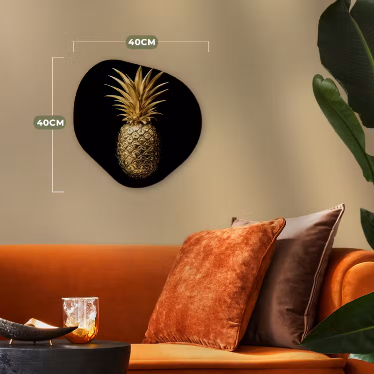 Organisch schilderij - Forex - Ananas - Zwart - Goud - Luxe — 4