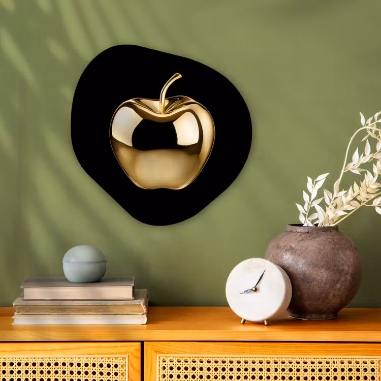 Organisch schilderij - Forex - Appel - Goud - Chrome - Zwart — 2