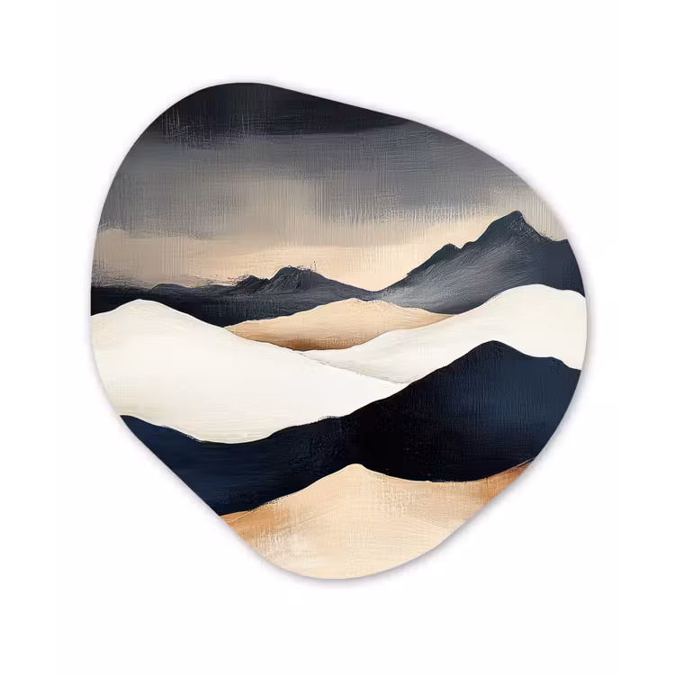 Organisch schilderij - Forex - Bergen - Donkerblauw - Landschap — 1