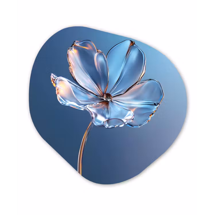Organisch schilderij - Forex - Blauw - Bloem - Glazen - Sierlijk — 1