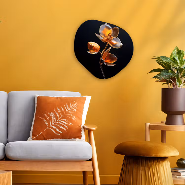 Organisch schilderij - Forex - Bloem - Orchidee - Oranje — 3
