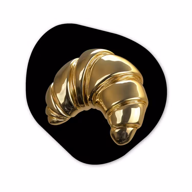 Organisch schilderij - Forex - Croissant - Brood - Goud - Zwart — 1