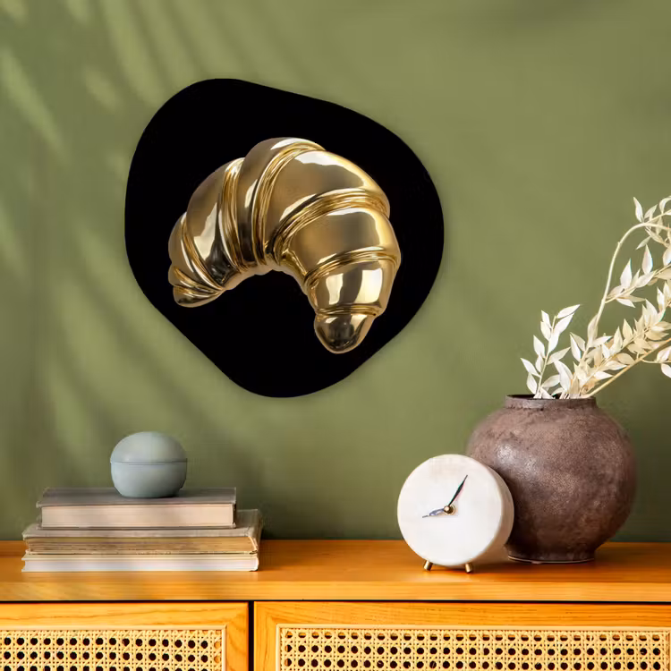 Organisch schilderij - Forex - Croissant - Brood - Goud - Zwart — 2