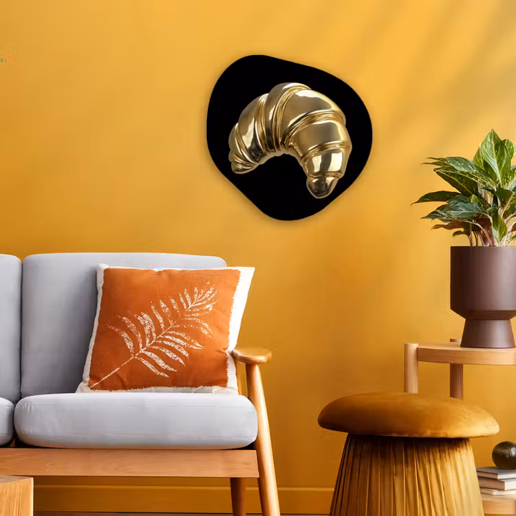 Organisch schilderij - Forex - Croissant - Brood - Goud - Zwart — 3