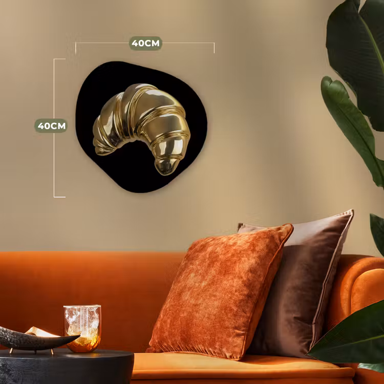 Organisch schilderij - Forex - Croissant - Brood - Goud - Zwart — 4