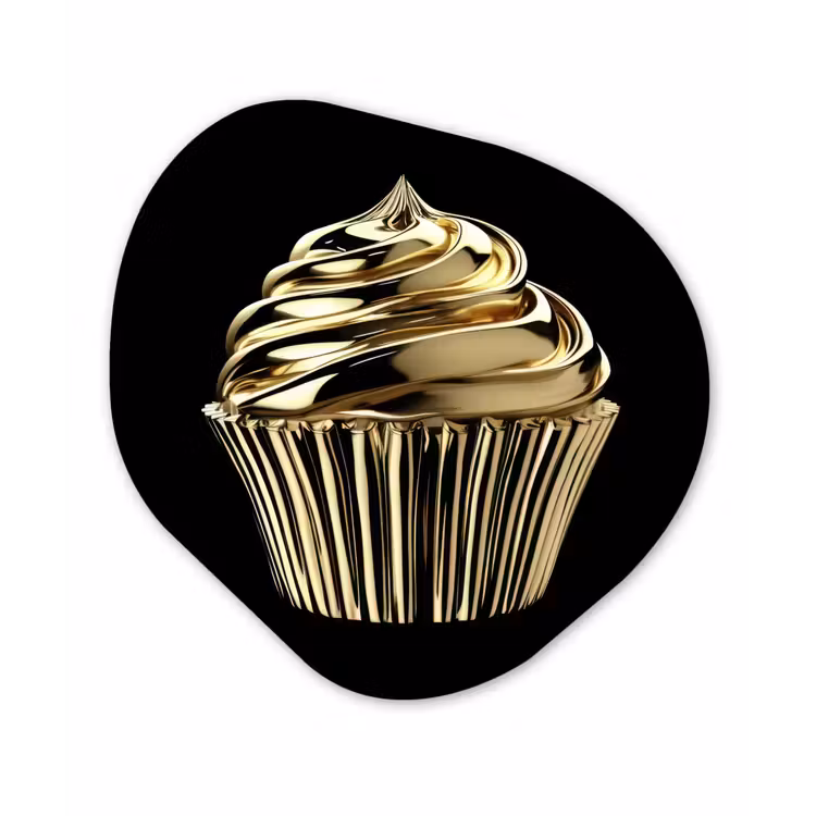 Organisch schilderij - Forex - Cupcake - Eten - Goud - Zwart — 1