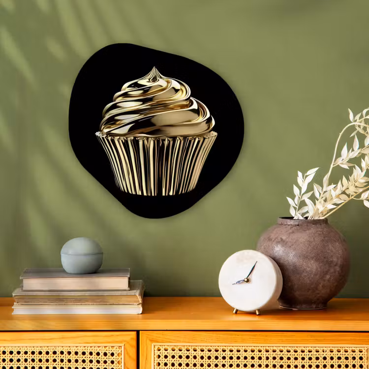 Organisch schilderij - Forex - Cupcake - Eten - Goud - Zwart — 2