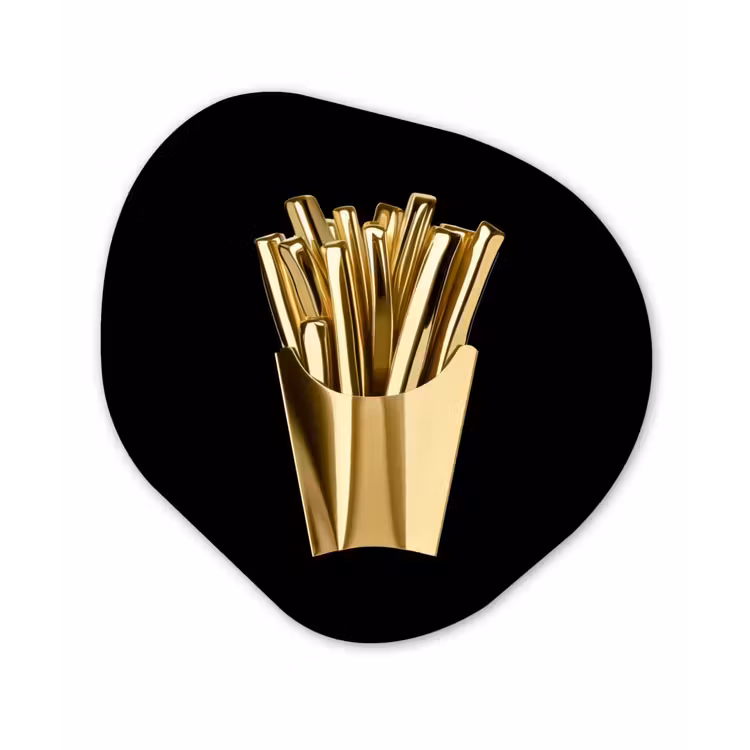 Organisch schilderij - Forex - Friet - Goud - Chrome - Eten — 1