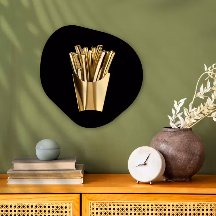Organisch schilderij - Forex - Friet - Goud - Chrome - Eten — 2
