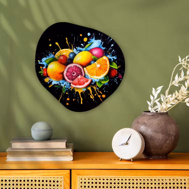 Organisch schilderij - Forex - Fruit - Graffiti - Kleurrijk - Sinaasappel - Aardbei - Abstract — 2