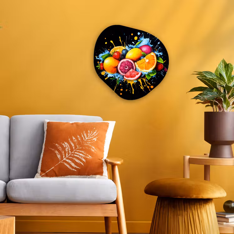 Organisch schilderij - Forex - Fruit - Graffiti - Kleurrijk - Sinaasappel - Aardbei - Abstract — 3