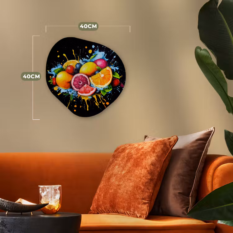 Organisch schilderij - Forex - Fruit - Graffiti - Kleurrijk - Sinaasappel - Aardbei - Abstract — 4