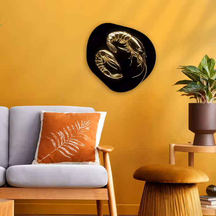 Organisch schilderij - Forex - Garnalen - Zwart - Goud - Dieren — 3