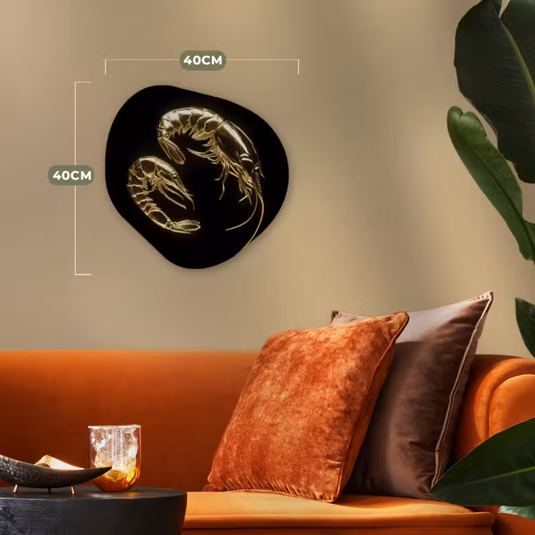 Organisch schilderij - Forex - Garnalen - Zwart - Goud - Dieren — 4