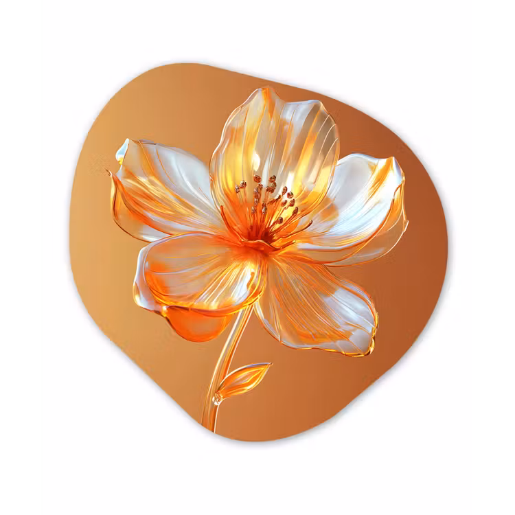 Organisch schilderij - Forex - Glazen - Bloem - Oranje — 1