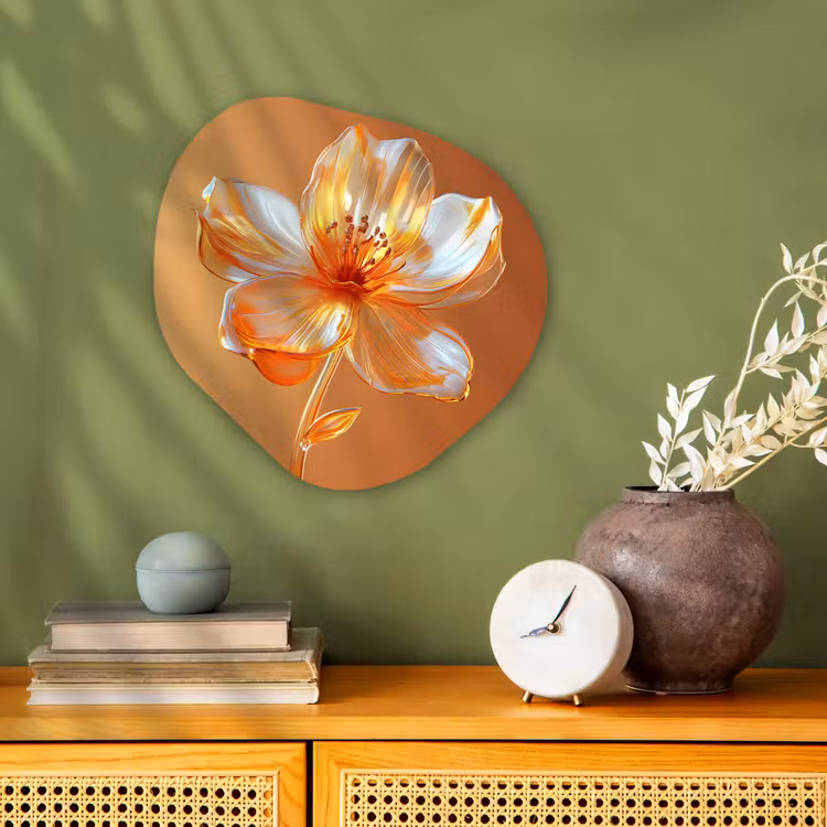 Organisch schilderij - Forex - Glazen - Bloem - Oranje — 2