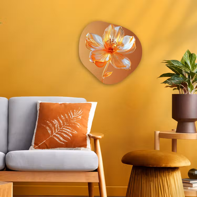 Organisch schilderij - Forex - Glazen - Bloem - Oranje — 3