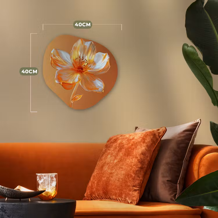 Organisch schilderij - Forex - Glazen - Bloem - Oranje — 4