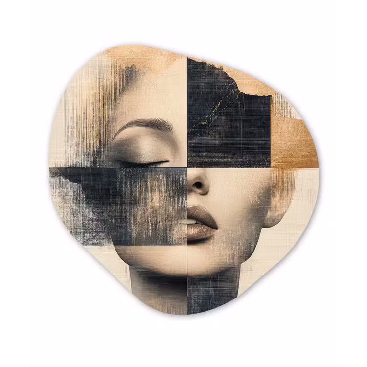 Organisch schilderij - Forex - Goud - Vrouw - Rechthoeken — 1