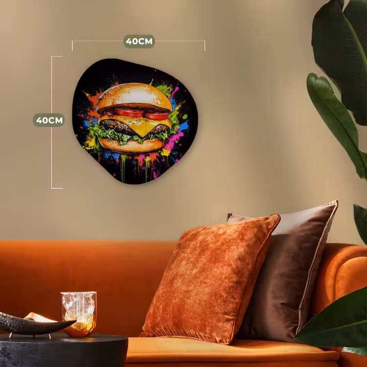 Organisch schilderij - Forex - Hamburger - Graffiti - Verf - Kleurrijk - Eten - Abstract — 4