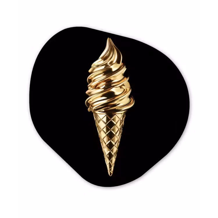 Organisch schilderij - Forex - Ijs - Goud - Zwart - Eten — 1