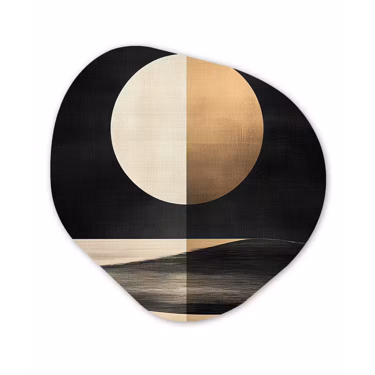 Organisch schilderij - Forex - Maan - Cirkel - Goud — 1