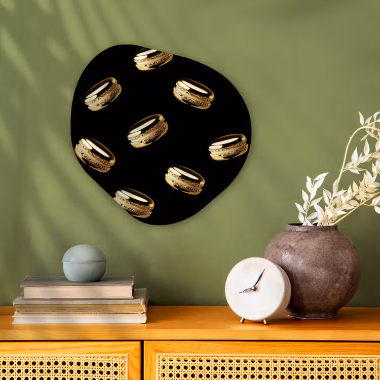 Organisch schilderij - Forex - Macarons - Patroon - Goud - Zwart — 2