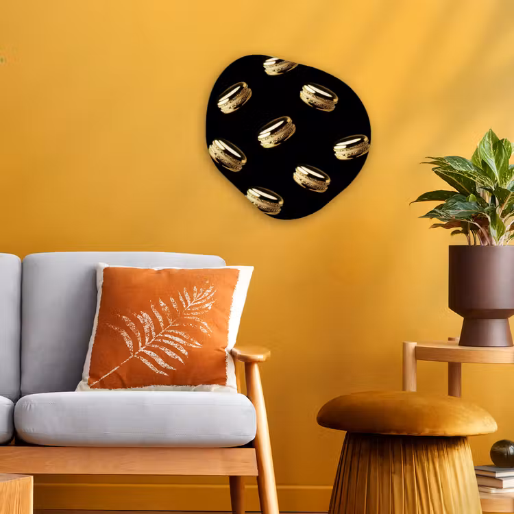 Organisch schilderij - Forex - Macarons - Patroon - Goud - Zwart — 3