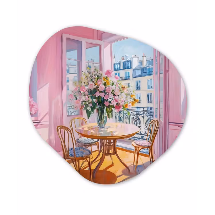 Organisch schilderij - Forex - Pink - City - Bloemen — 1