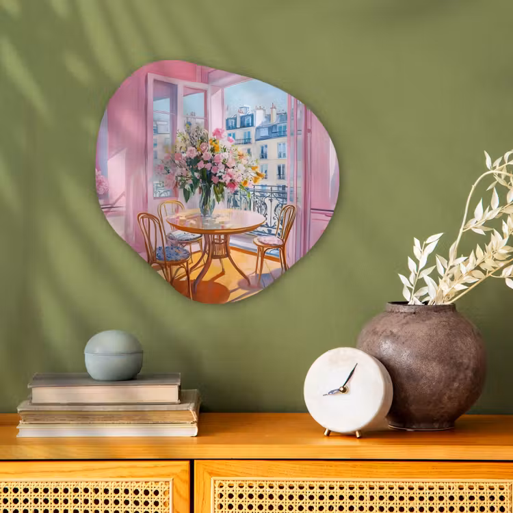 Organisch schilderij - Forex - Pink - City - Bloemen — 2