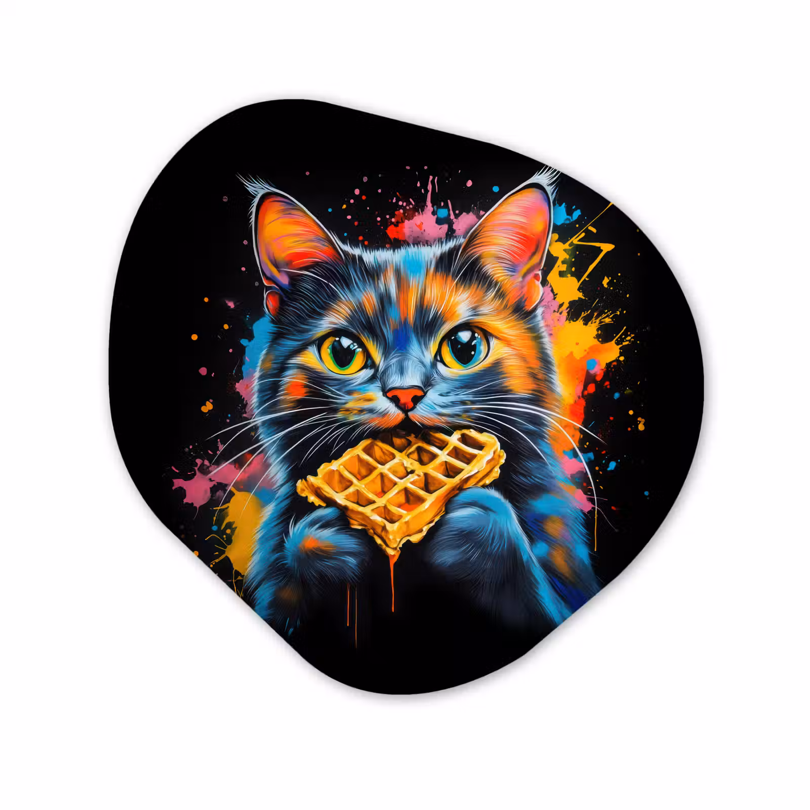 Organisch schilderij - Forex - Kat - Graffiti - Kleurrijk - Wafel - Eten — 1