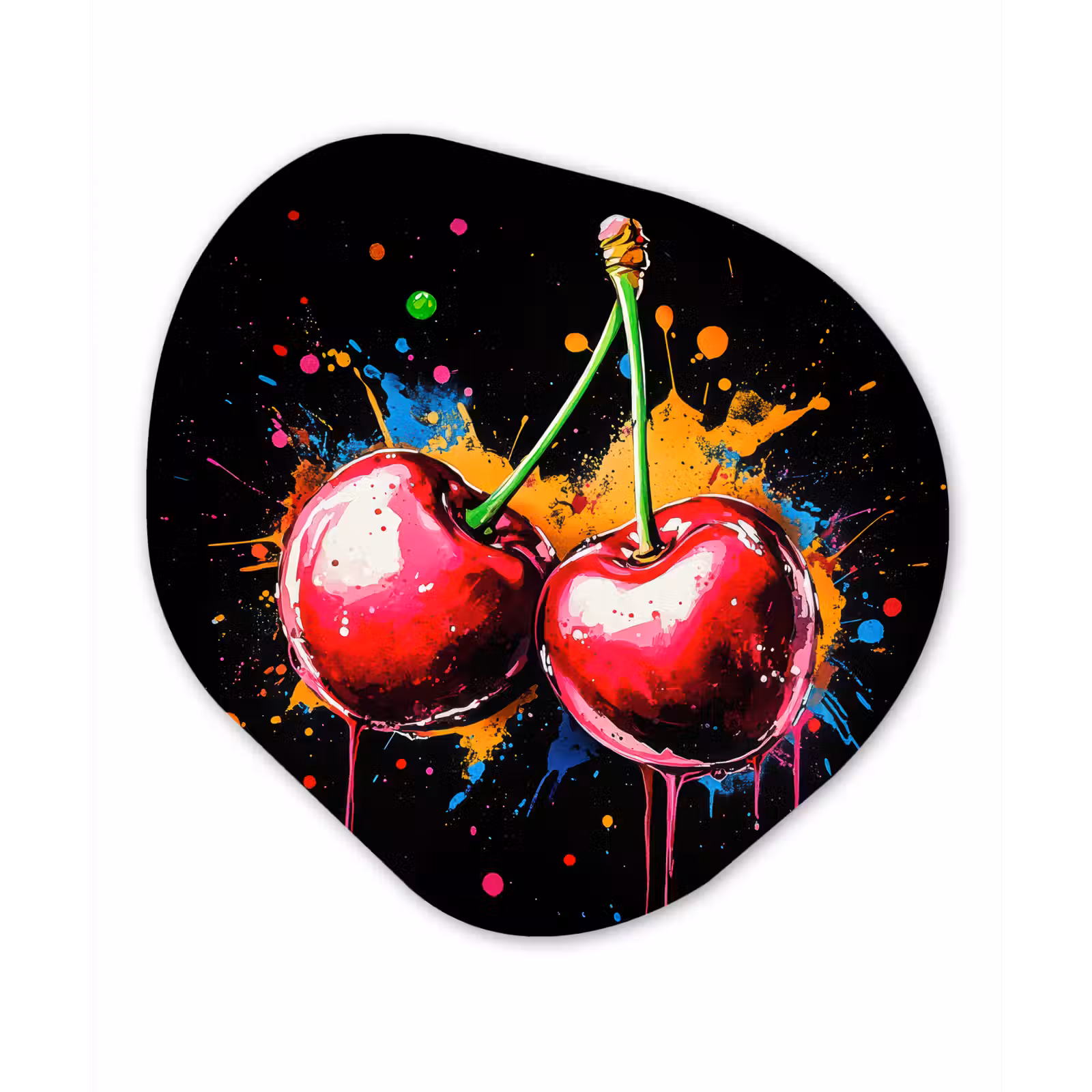 Organisch schilderij - Forex - Kersen - Fruit - Graffiti - Verf - Abstract - Modern - Kleurrijk — 1