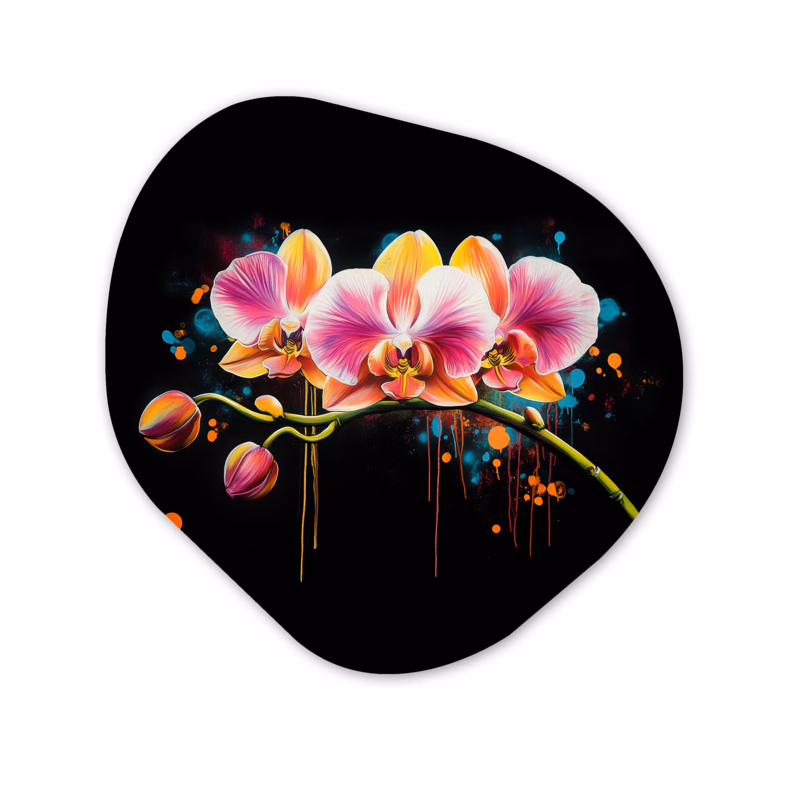 Organisch schilderij - Forex - Orchidee - Graffiti - Kleurrijk - Bloemen - Abstract — 1