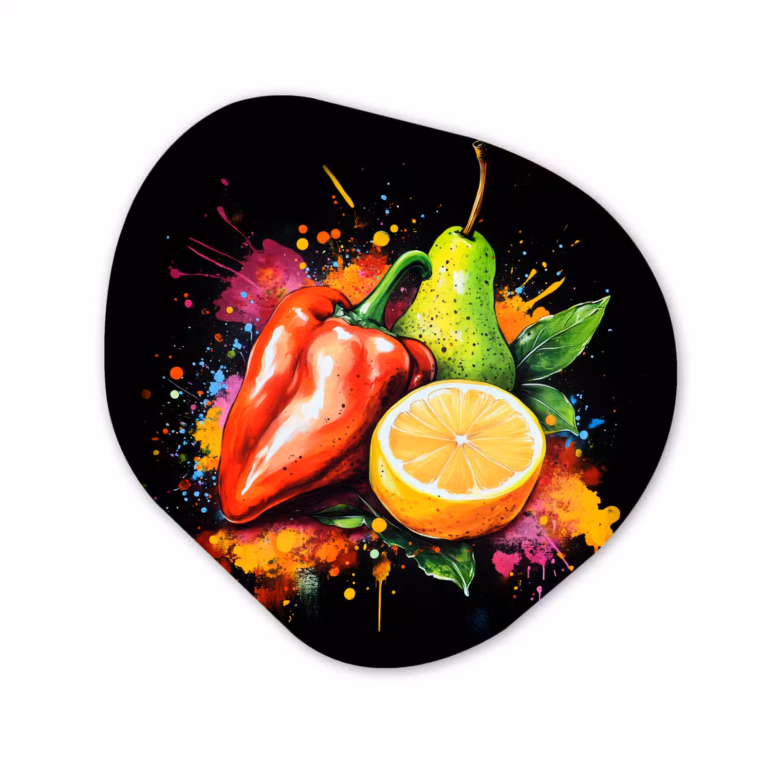 Organisch schilderij - Forex - Paprika - Peer - Citroen - Graffiti - Verf - Abstract — 1