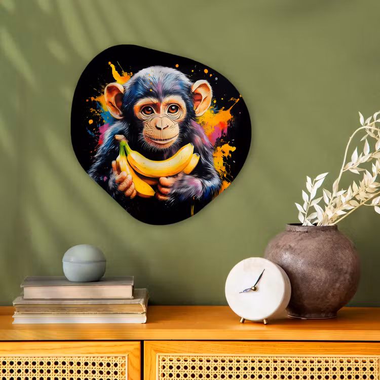 Organisch schilderij - Forex - Aap - Graffiti - Kleurrijk - Bananen - Modern — 2