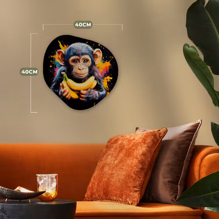 Organisch schilderij - Forex - Aap - Graffiti - Kleurrijk - Bananen - Modern — 4